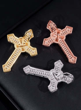 S925纯银莫桑钻复古绷带十字架