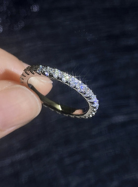 S925纯银莫桑钻2MM单圈戒指