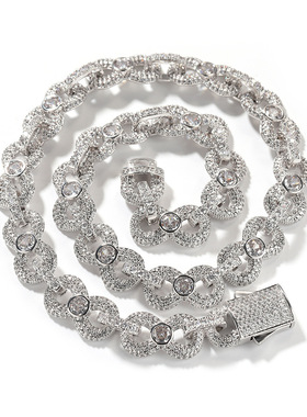 8字拼接满钻锆石嘻哈古巴链