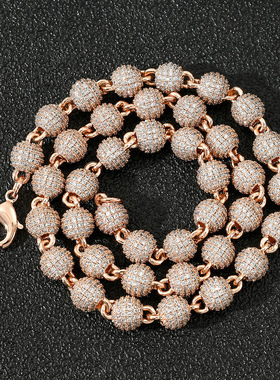 圆珠子设计满钻锆石项链