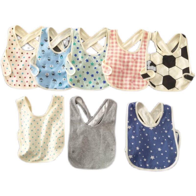 出口日单千家婴童新生儿饭兜防水防脏纯棉宝宝背带式围嘴兜口水巾