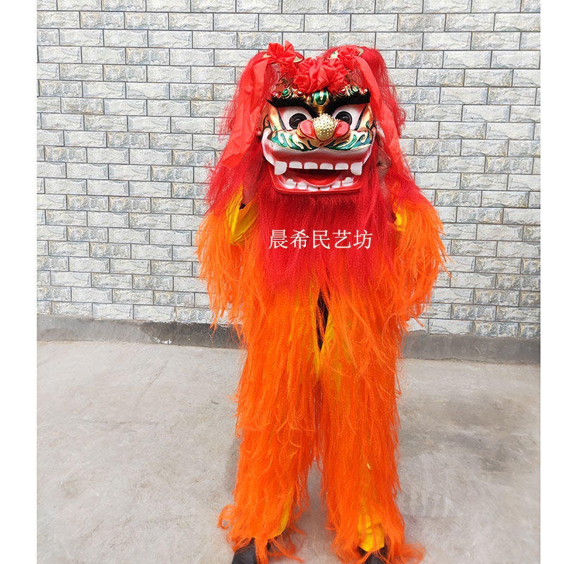 舞龙舞狮道具整套单人双人笑脸北京狮子正宗高档北狮子头全套服装_虎窝淘