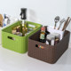 Desktop storage basket plastic frame imitation rattan weaving