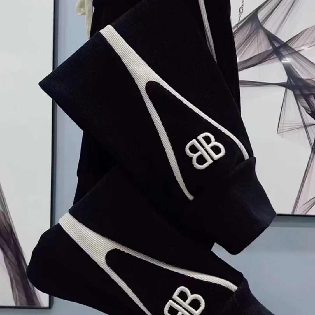 2024秋冬新款加绒加厚韩版绣花哈伦裤子女百搭休闲运动裤束脚裤女,淘宝优惠券,粉丝福利购,淘宝优惠卷