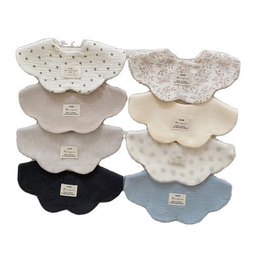 Хлопковый марлевый двусторонний детский брендовый слюнявчик, нагрудник, в корейском стиле, в цветочек