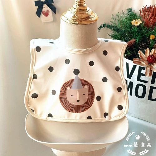 Детский съемный водонепроницаемый трехмерный слюнявчик для еды для прикорма, нагрудник, в корейском стиле, с карманом