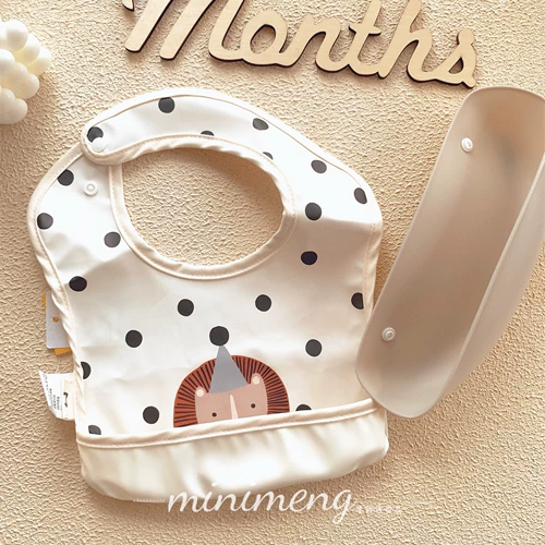 Детский съемный водонепроницаемый трехмерный слюнявчик для еды для прикорма, нагрудник, в корейском стиле, с карманом