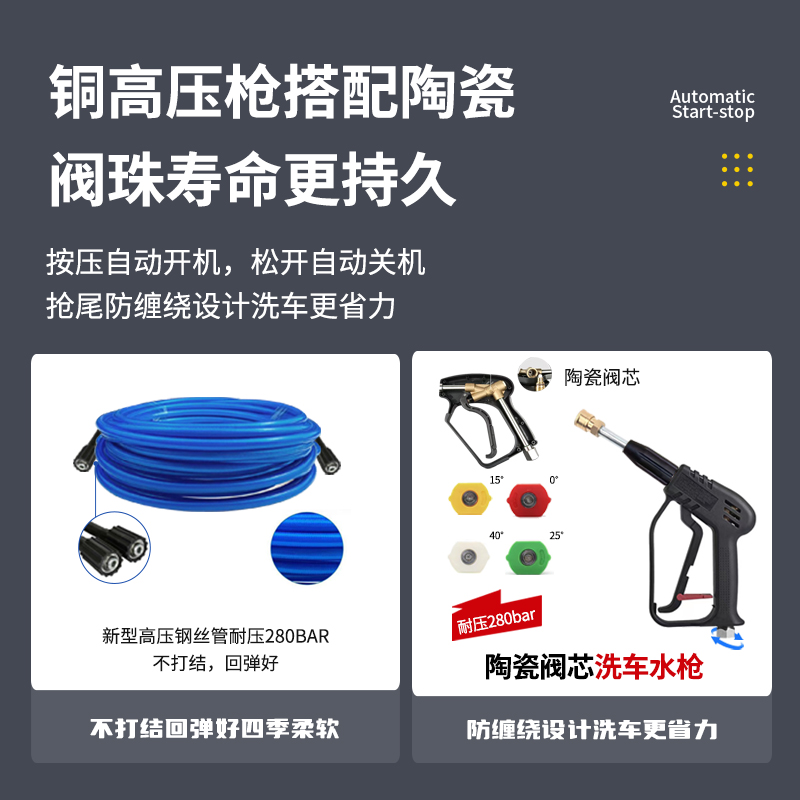 cbk洗车机铜电机便携式神器家用冲车220v高压全自动刷车泵清洗机 - 图2