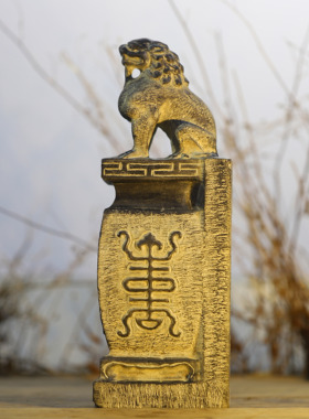 晋青堂纯天然石雕摆件建筑复古