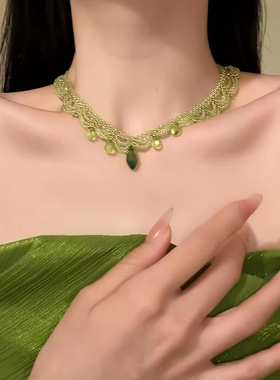 2026新款爆款百搭串珠吊坠花边时尚项链精致锁骨链轻奢高级感项饰