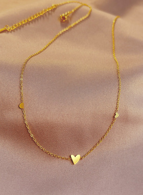 钛钢钛钢O字链女爱心项链