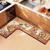 Cartoon L-shaped kitchen special floor mat diatom mud absorbs water and oil, non-slip, anti-oil, dirt-resistant and easy-care foot mat