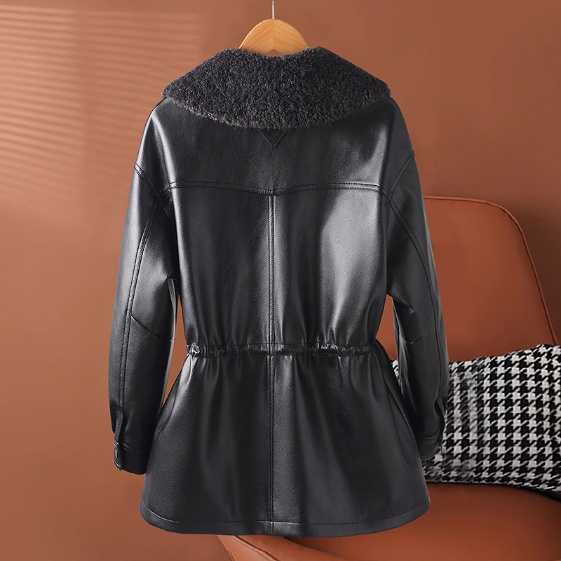 海宁真皮皮衣羽绒服女短款冬装收腰绵羊皮夹克拉贡毛领白鸭绒外套,淘宝优惠券,粉丝福利购,淘宝优惠卷