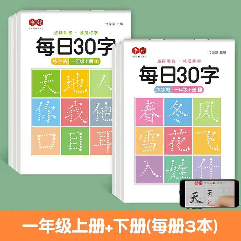 一年级下册练字帖每日30字人教版小学生二三四五六年级点阵练字帖 - 图1