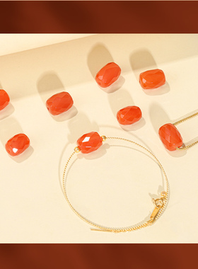 diy高抛切角单珠路路通南红玛瑙