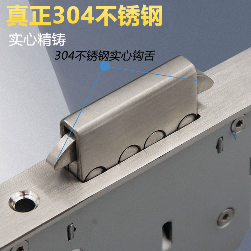 aixin推拉折叠门锁不锈钢移门锁 商场卷帘门水晶门折叠移门钩锁 - 图0