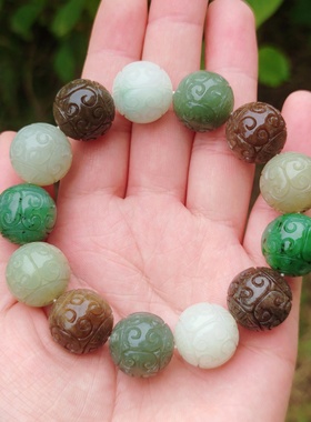 天然和田玉龙纹多宝手饰