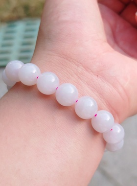 天然和田玉藕粉12MM圆珠手串