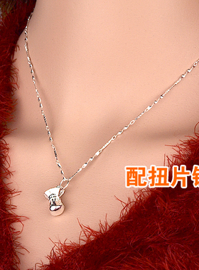 真银999纯银项链女款招财袋足银