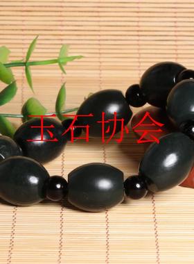 和田玉特惠精品特色青海料青玉圆筒桶珠手串男士款手链饰品处理