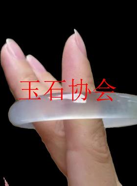 高端新疆和田昆仑白玉圆条玉手镯女款玉石冰种细条白玉手镯送礼品