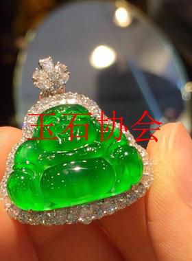 冰种翡翠色满阳绿玉石大肚佛公弥勒佛吊坠缅甸设计感小众毛衣项链