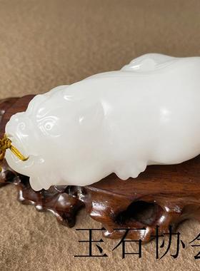 金丝玉昆仑老黄玉招财貔貅手把件和田玉青白玉糖玉把玩件百搭饰品