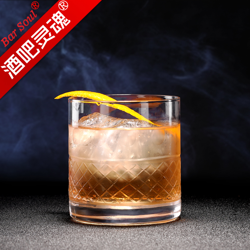 酒吧靈魂日式無鉛水晶手工刻花威士忌杯Old Fashion雞尾酒杯