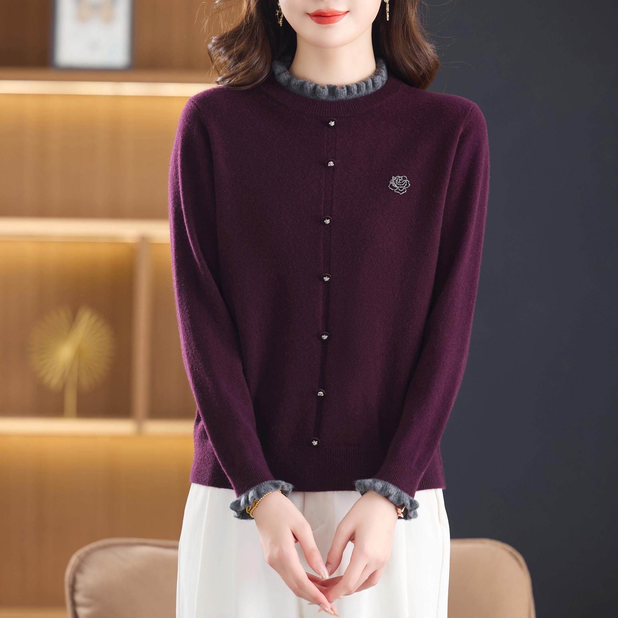 100%纯羊毛加厚毛衣女发热保暖妈妈装秋冬洋气减龄木耳边打底套衫,淘宝优惠券,粉丝福利购,淘宝优惠卷