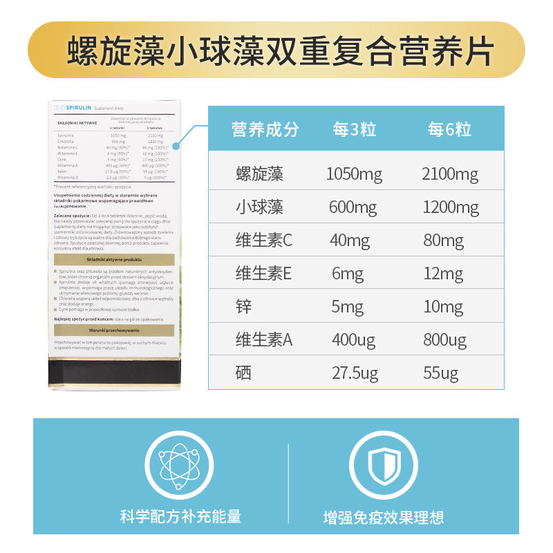 noble health小球藻双重复合螺旋藻 qqg海外螺旋藻/藻类提取物