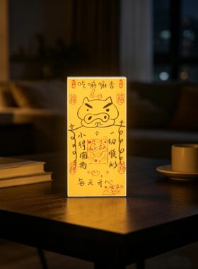 肥嘟嘟左卫门LED氛围灯卧室床头灯圆形发光装饰画送挂钩
