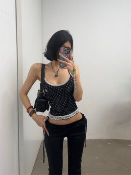 PUNCHUN pleated lace drawstring low-waisted yoga pants casual slim slim flared pants hot girl pants