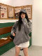 PUNCHUN Lazy atmosphere Ace, Cross -Drilling Diamond Knit Looping Cardigue Loose Sweater Jacket