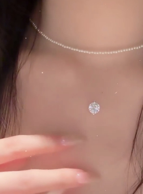 人鱼之泪锆石项链女款高级感轻奢小众隐形透明鱼线锁骨链2026新款