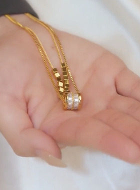 小蛮腰双层叠戴毛衣链设计感项链