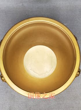 黄铜水缸聚财摆件加厚工艺品