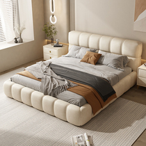 Italian Style Brief Bubble of Bed Cream Mesh Red Cloth Art Bed New Modern Master Bedroom 1 8 Light Lavish Double Soft Bag Wedding Bed