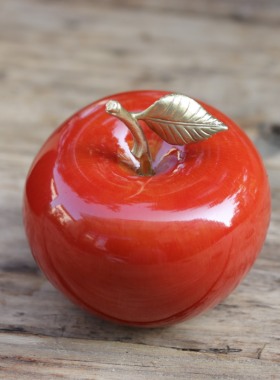 彩铜苹果创意中式桌面摆件