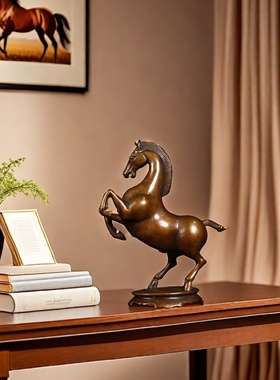 纯黄铜马踏飞燕客厅书房装饰品