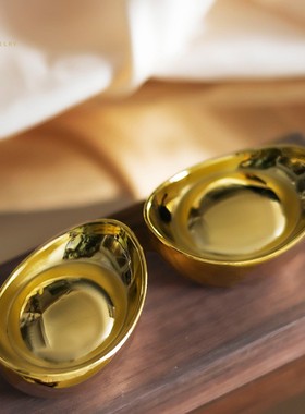 实心纯铜聚财风水元宝摆件工艺品