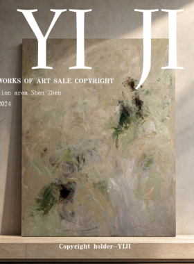 YJ.ART原创手绘《朦胧春意》侘寂风小众艺术感玄关质感过道装饰画
