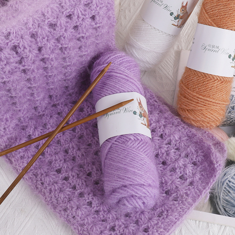 松鼠绒毛线团马海毛中粗亮丝线手工diy编织围巾钩针勾帽子宝宝线 - 图1