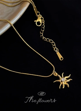 厚镀真金高保色太阳神不锈钢项链欧美时尚高级感新款锁骨链女工厂