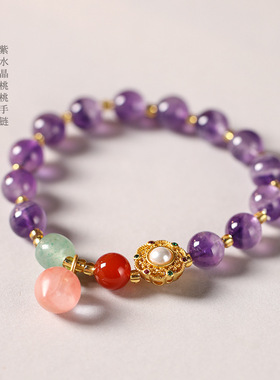事事如意桃运连连水晶手链