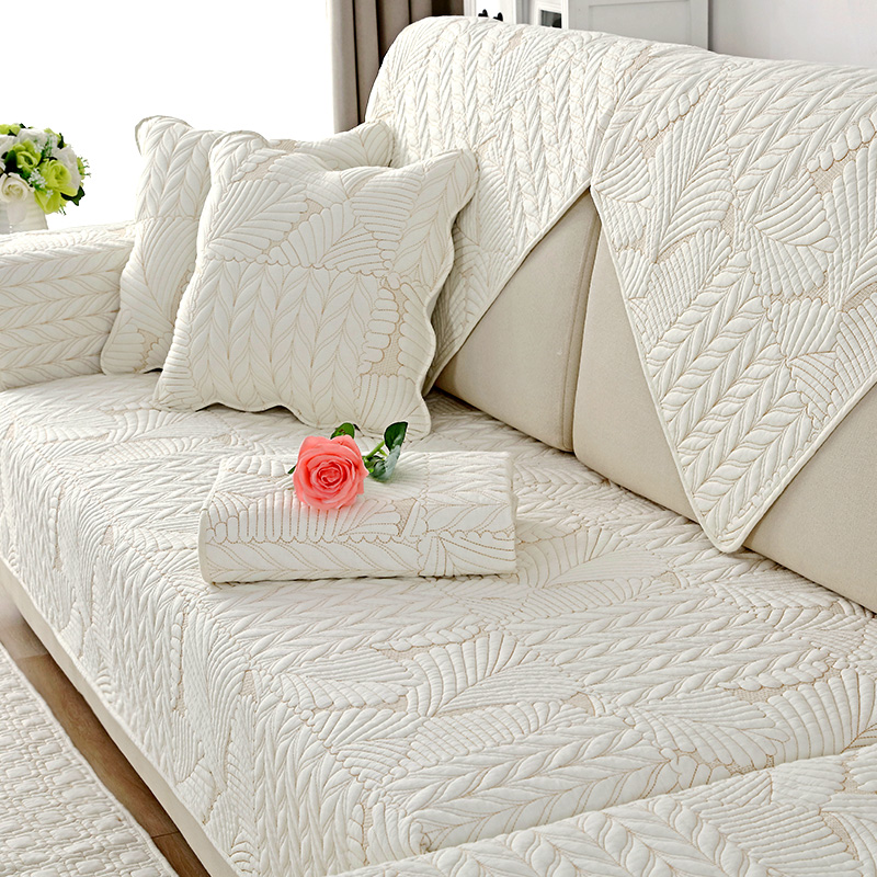 全棉沙发垫四季防滑盖布巾纯色罩 锦绣安娜沙发垫