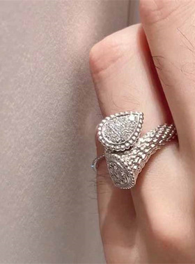 波西米亚交叉水滴形戒指女气质轻奢小众设计高级独特个性甜美礼物