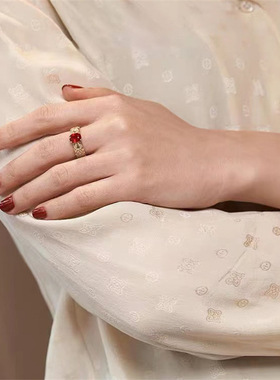 精致高级感红宝石彩宝戒指女气质百搭冷淡风小众网红直播