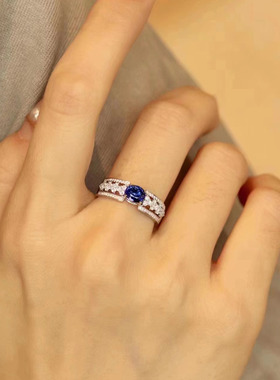 高贵彩宝精致优雅简约戒指女轻奢小众款设计开口可调节小红书