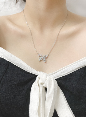 韩国2022年新款时尚设计蝴蝶锁骨项链女网红简约气质冷淡风ins潮