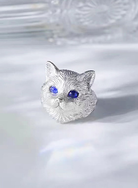 猫猫戒指女开口时尚个性小众设计感气质百搭原创设计食指戒